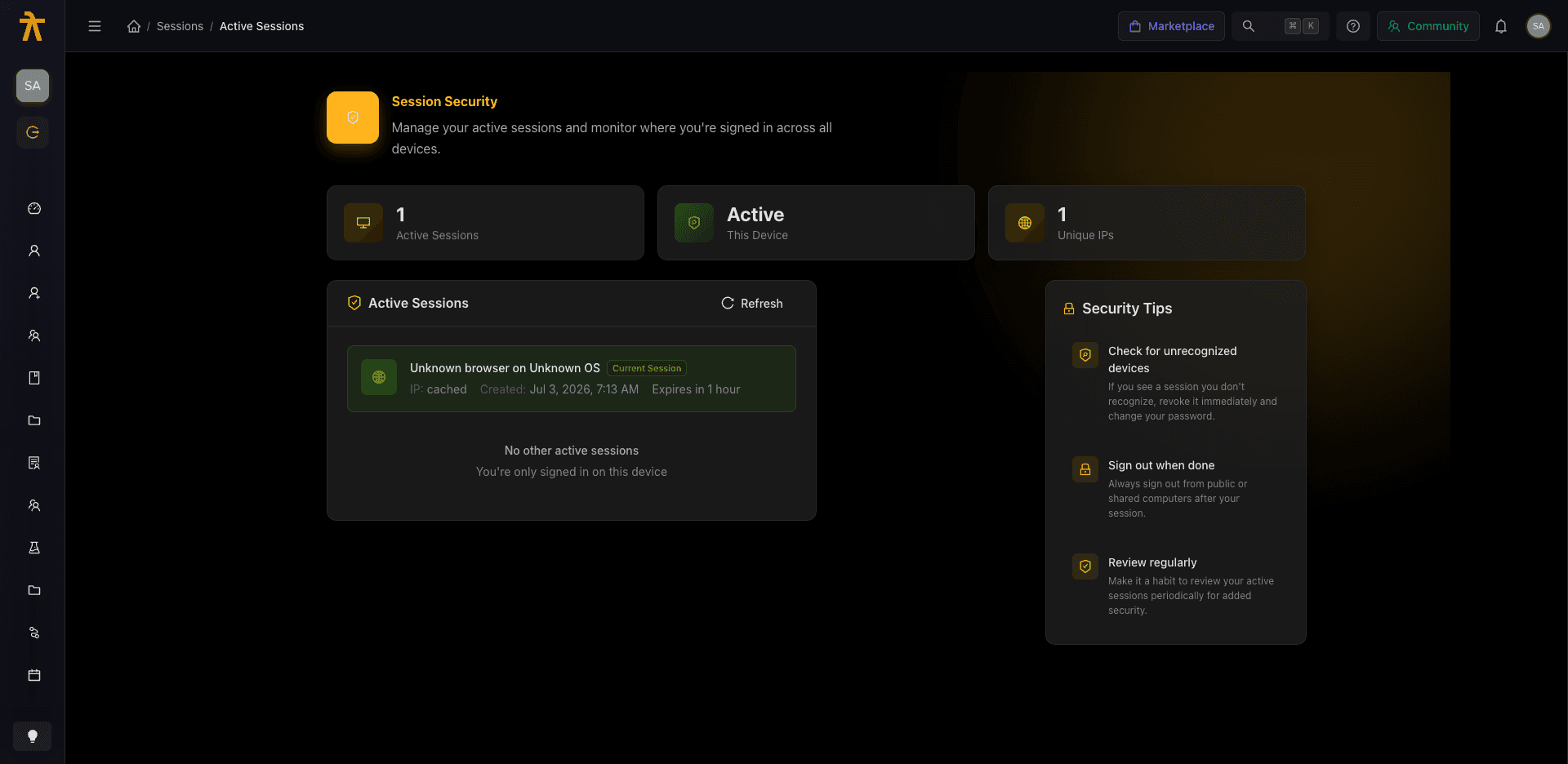 Active Sessions — your signed-in devices