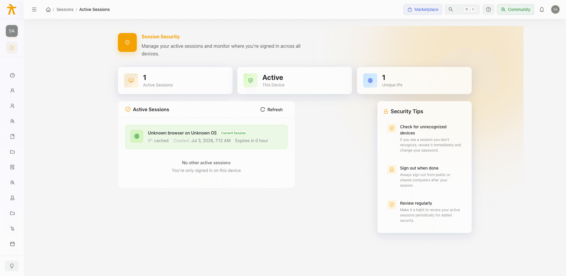 Active Sessions — your signed-in devices